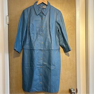 90s Vintage Newport News Blue Leather Jacket